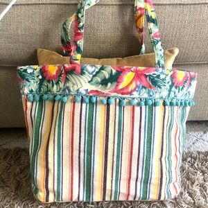Margaritaville Striped & Floral Tote NWOT